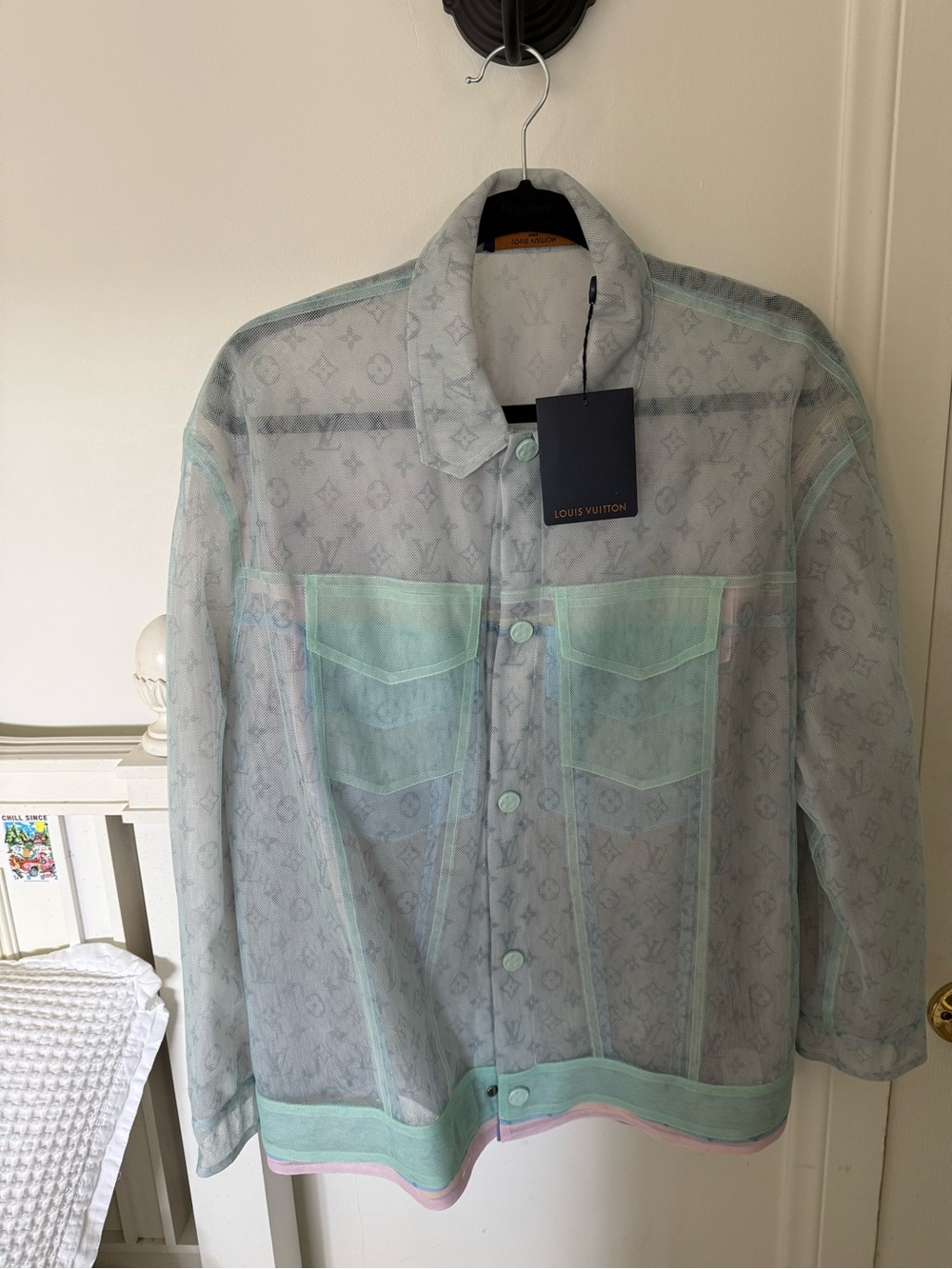 Louis Vuitton Mint Sheer Monogram Jacket Sz 48 NWT